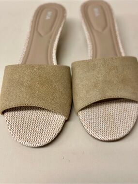 MIA Neutral Tan Suede Slide Sandals